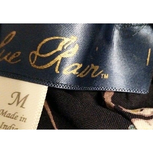 Blue Rain Maxi Skirt Sz M Navy Blue Floral Bird Faux Wrap Vibrant Boho Romantic - Picture 9 of 11